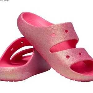 Crocs Classic Iridescent Glitter 2.0 Slide Sandals- Dragonfruit